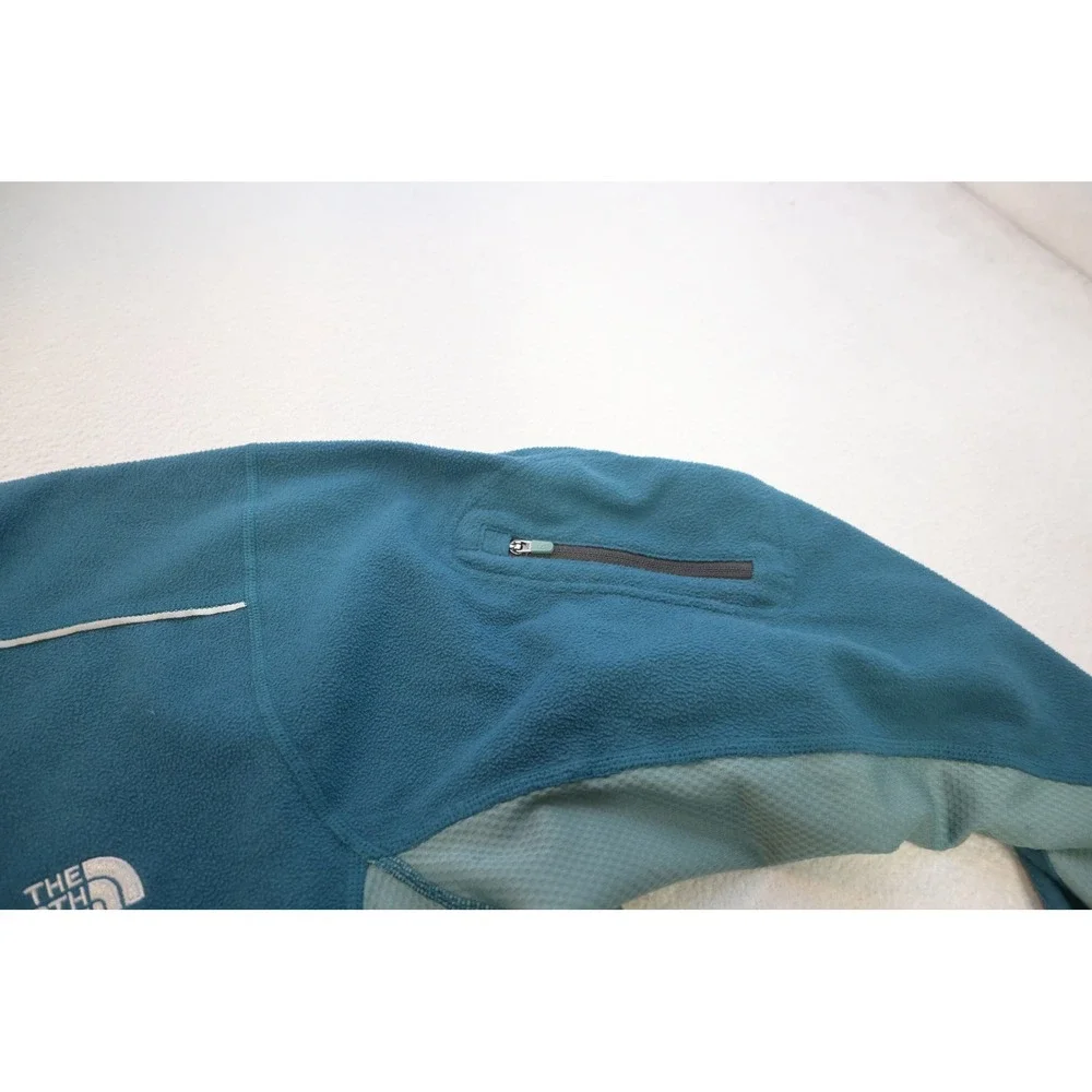 The North Face Fleece Jacket Mens Large Blue Full Zip Mock Neck Camp Hiking